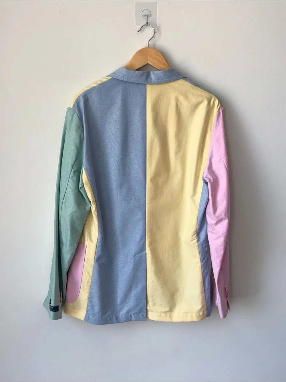 Polo Ralph Lauren Multicolor Blazer Size M Unstructured Patchwork Pastel Fun